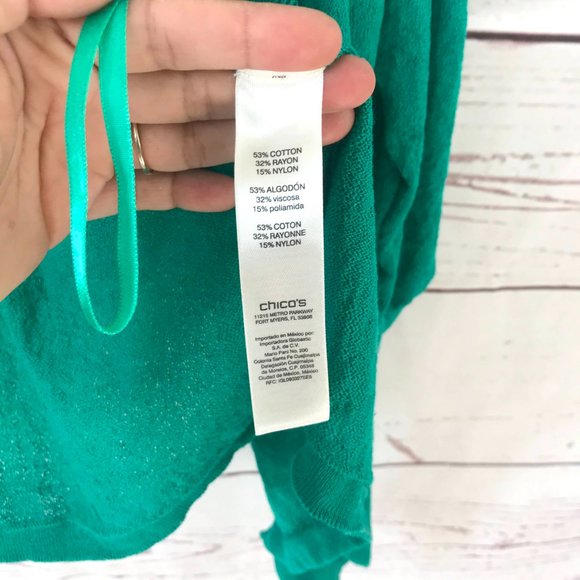 Chico's Solid Ruffle Cardigan Size 1 - Picture 8 of 13